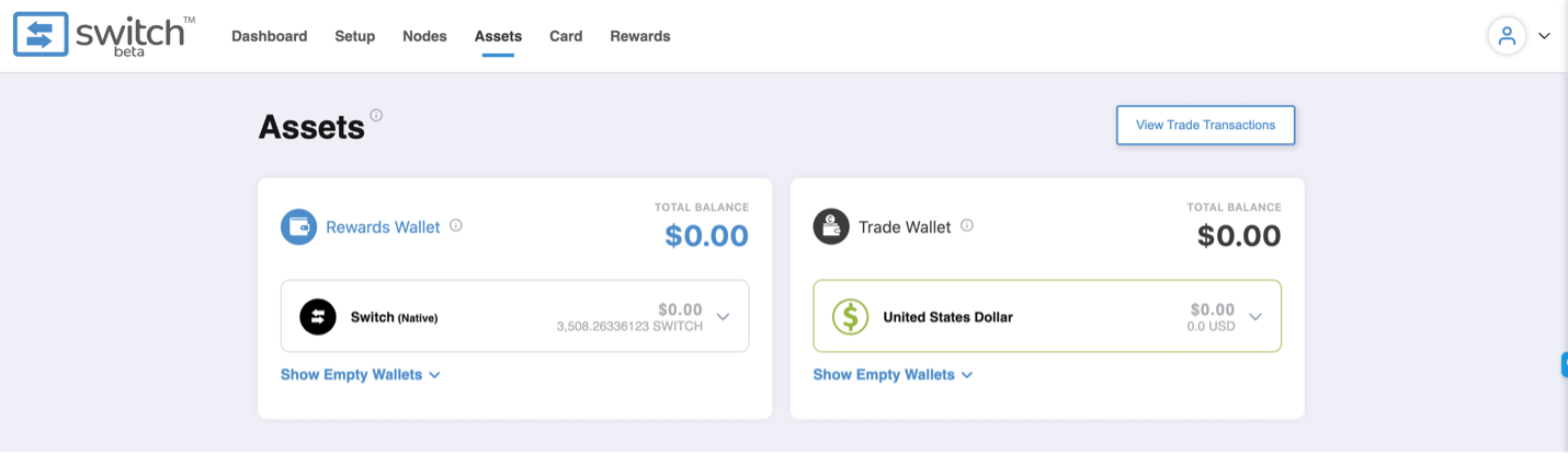 Switch Reward Card - Assets Dashboard Switch Wallet